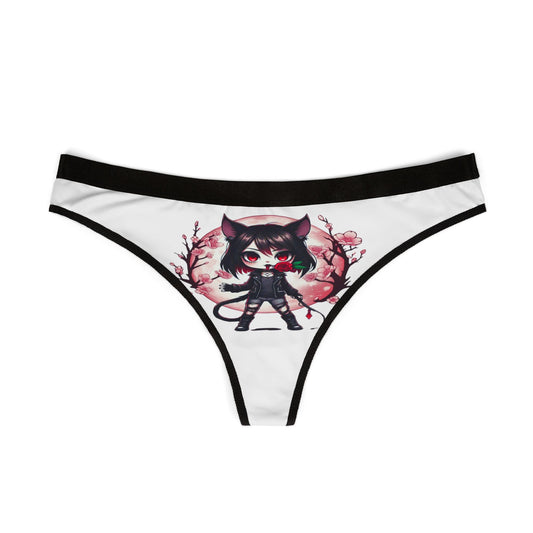 Cat-Themed Women's Thongs with Floral Design