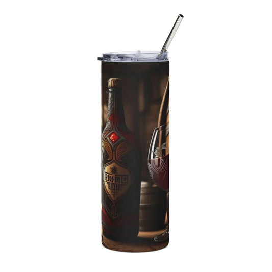 20oz Stainless Steel Tumbler with a stylish red wine design, perfect for holidays and outdoor adventures.