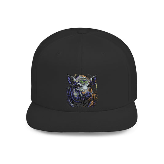A striking art snapback hat for street style pigs.