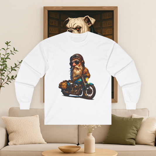 Biker Dog Long Sleeve Tee, Casual Shirt, Gift for Dog Lovers, Motorcycle Clothing, Unique Pet Apparel