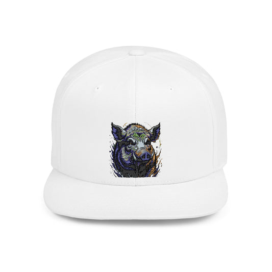 A striking art snapback hat for street style pigs.