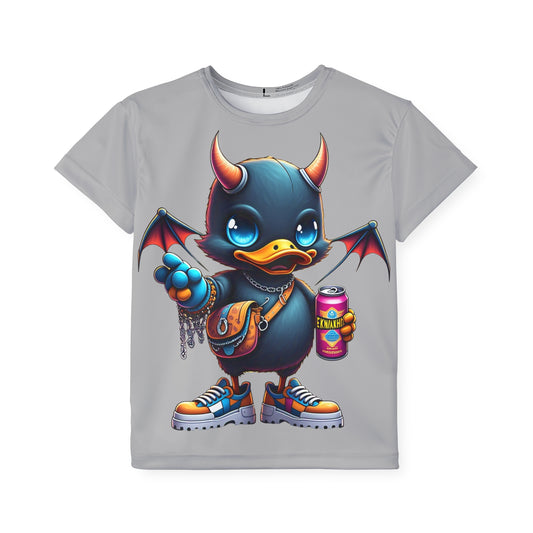 Blue Free Center Duck Devil Cartoon Children's Sports Shirt
