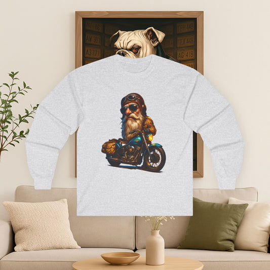 Biker Dog Long Sleeve Tee, Casual Shirt, Gift for Dog Lovers, Motorcycle Clothing, Unique Pet Apparel