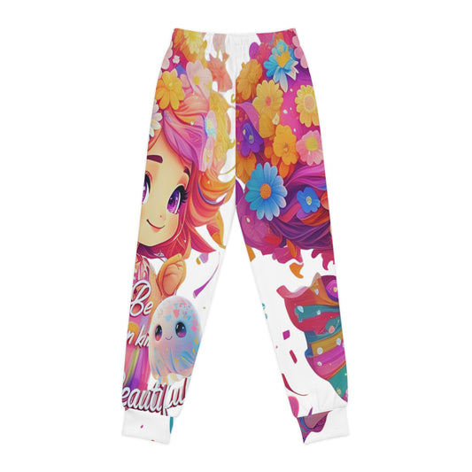 Brightly colored joggers for kids with designs inspired by little fairies.